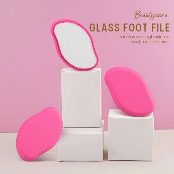 Glass Foot File Rose Red With Cover