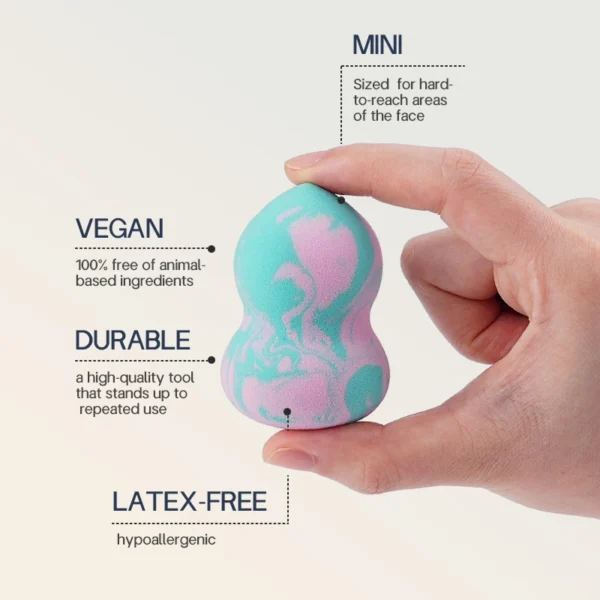 Marbled Gourd-Shaped Mini Beauty Egg Sponge and Powder Puff - Image 6