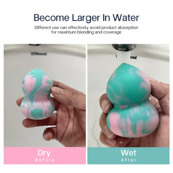 Marbled Gourd-Shaped Mini Beauty Egg Sponge and Powder Puff - Image 4